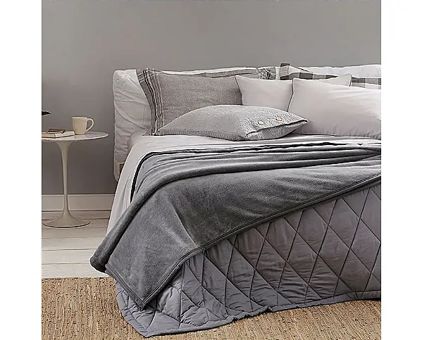 EDREDOM BUD B PERCALLE 220X240 CINZA