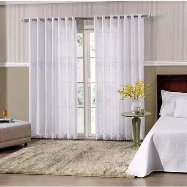 CORTINA BJA DUPLEX 300X230 LINHO MACRAME BRANCO