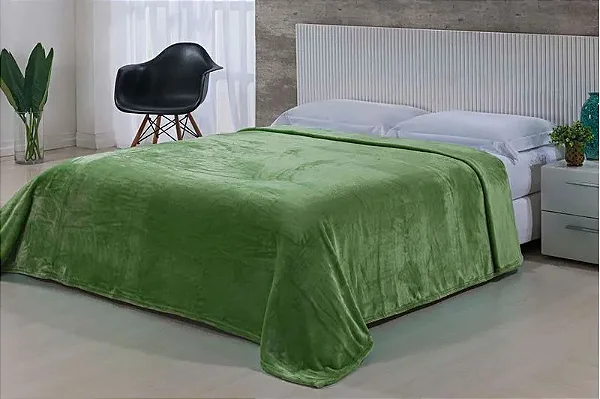 COBERTOR NIA TOQUE DE SEDA 180X220 VERDE OLIVA CASAL