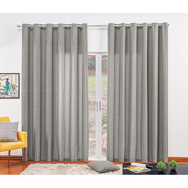 CORTINA BECADECOR VENEZA 260X170 8032 CINZA DUAS