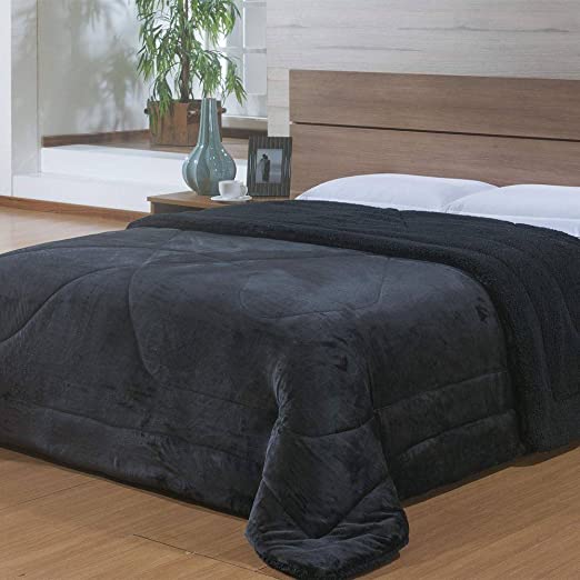 EDREDOM NIA CAPETOWN CASAL 180X220 PRETO