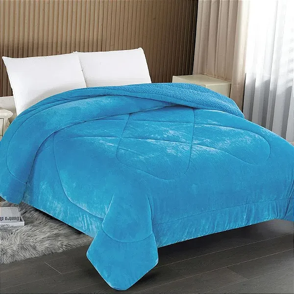 EDREDOM NIA CAPETOWN CASAL 180X220 AZUL MALIBU