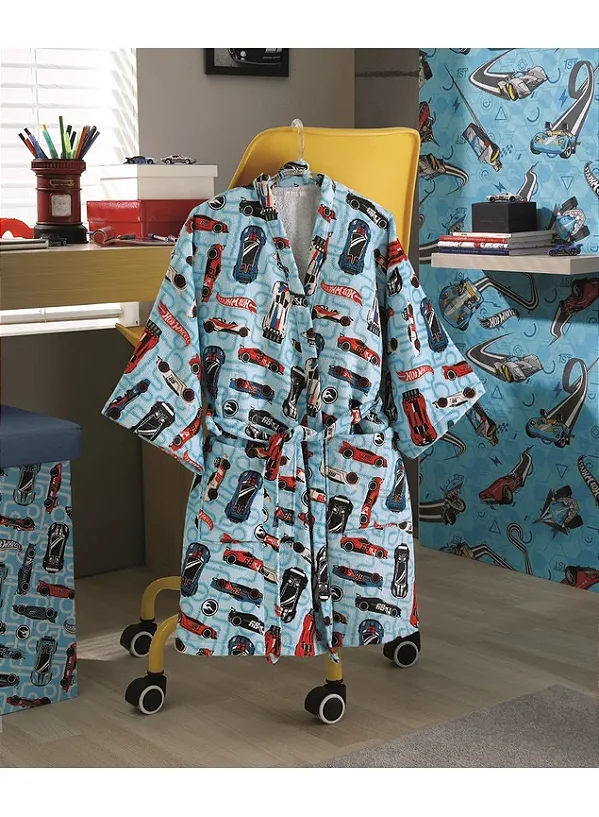 ROUPAO DOL INFANTIL VELOUR LICENCIADO P HOTWEELS