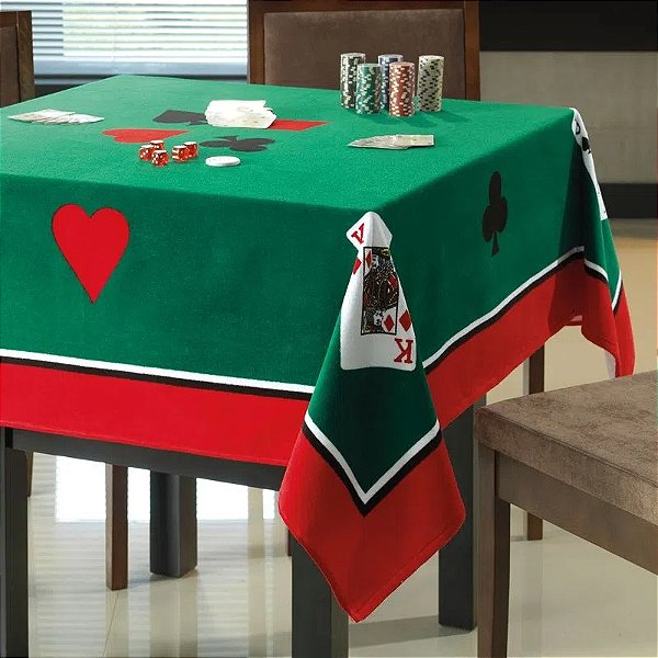TOALHA DE MESA DOL JOGOS FELPUDO VELOUR 154X154 CARTAS 4 LUGARES