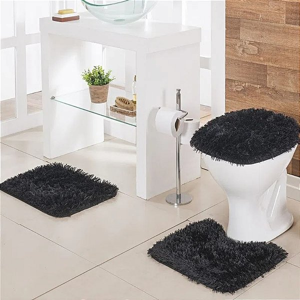 Jogo Banheiro Niazitex Congo 3pcs Preto