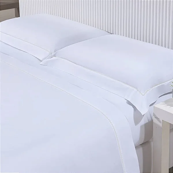 Jogo Cama Niazitex Hotel Bord 200F Casal Branco