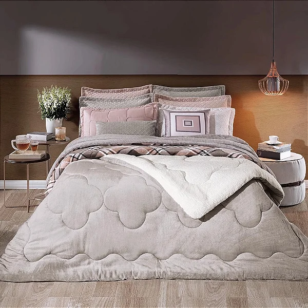 EDREDOM HDR PLUSH SHERPA LISO KING 280X260 CEVADA