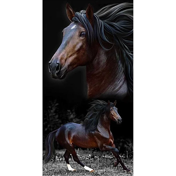 T BANHO BOU VELOUR PRAIA BROWN HORSES 76X152
