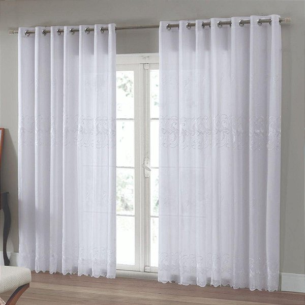 CORTINA BJA DUPLEX 360X250 BORDADA BRANCO