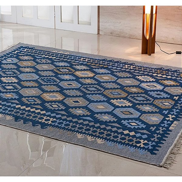 TAPETE NIA KILIM ANTEP 140X200 DES 003 AZUL