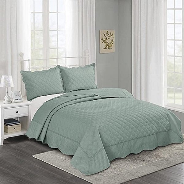 KIT COLCHA CAM CHRONOS CASAL 220x240 VERDE 3 PÇS