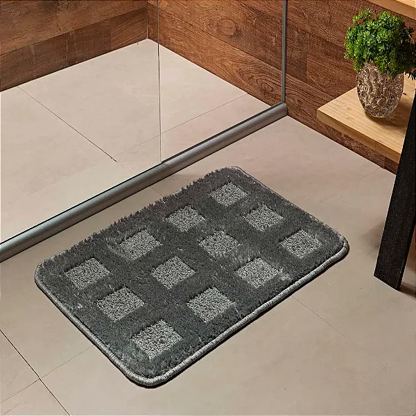 TAPETE NIA BANHEIRO TULUM 60X90 PRATA/UNICO