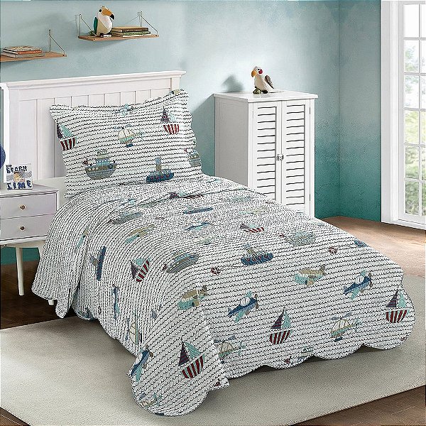 KIT COLCHA EVOL CAM INFANTIL SOLT 160X240 SEA