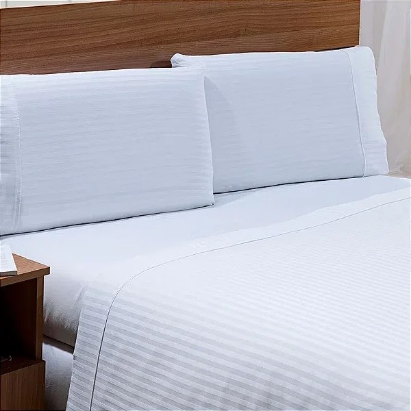 Jogo de Cama Niazitex Casal Stripe Branco