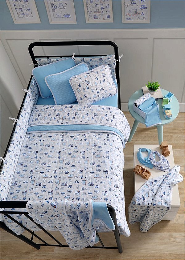 Jogo de Cama Sul Brasil Baby Vivaldi Royal Azul Estampado