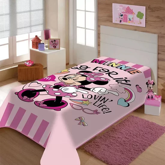 COBERTOR JOL RASCHEL DISNEY MINNIE GO FORIT 150X20