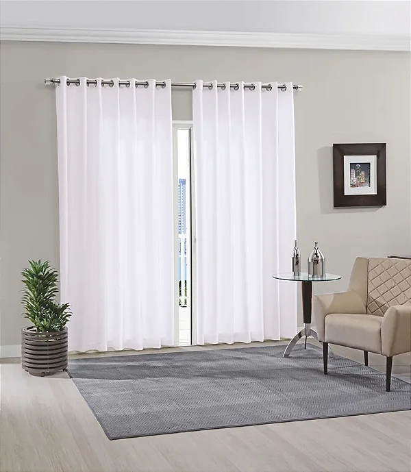 CORTINA BJA DUPLEX 300X230 FIO CROMO BRANCO
