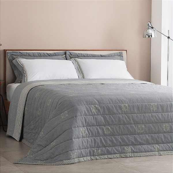Jogo de Cama Buddemeyer King Percalle Cinza