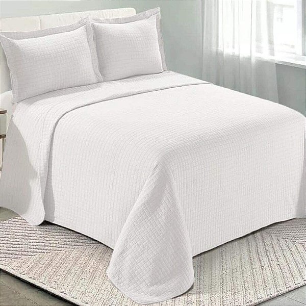 KIT COLCHA CAM LOFT SOLTEIRO BRANCO 2PÇS