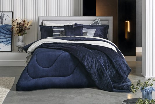 COBERTOR HDR ULTRAPLUSH CASAL 220X235 AZUL COSMOS