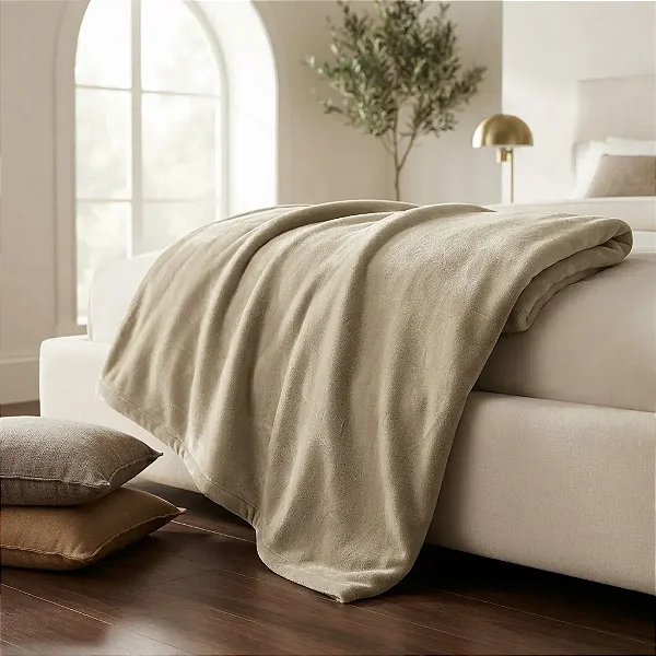 Cobertor Camesa Velour Queen 300G 220X240 Bege