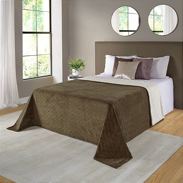 Cobertor Jolitex Dyuri Sherpa Com Cinta 1,80x2,20 New Kaki Casal