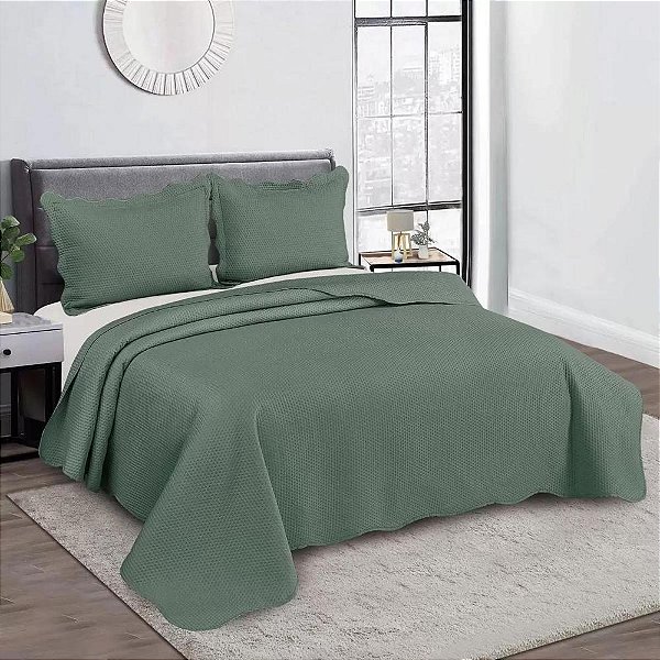KIT COLCHA CAM BULLET SOLTEIRO 160X230 VERDE 2PÇS