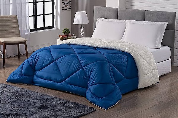 Cobertor Hedrons Ultrasherpa Queen 2,30x2,60 Azul Cosmos