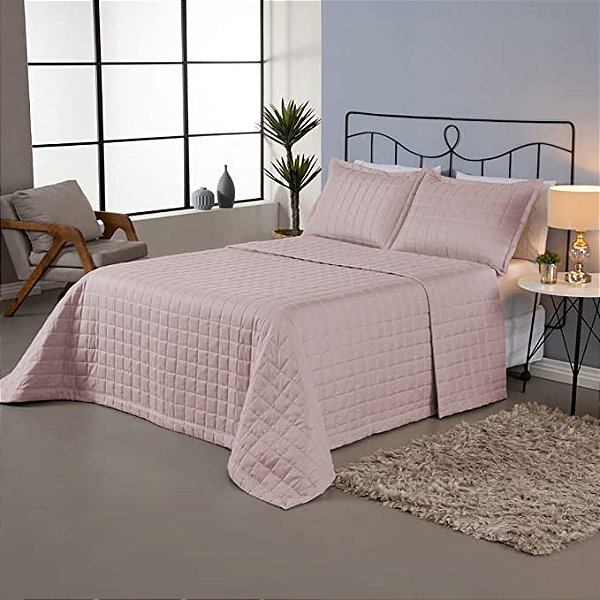 KIT COLCHA CAM LOFT CASAL 220X240 ROSE 3PÇS