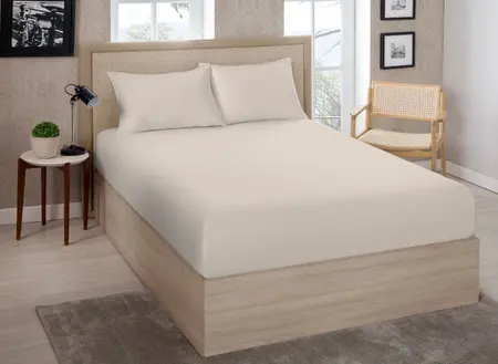 JG CAMA ENC PREMIUM LINEA CASAL KAKI 4PÇS