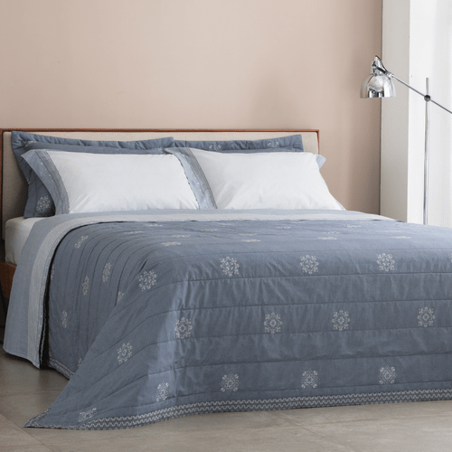JG CAMA BUD ART DECO AZUL QUEEN ESTAMPADO