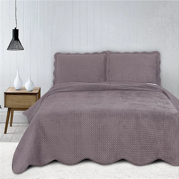 KIT COLCHA CAM VELVET NEO CASAL ROSE