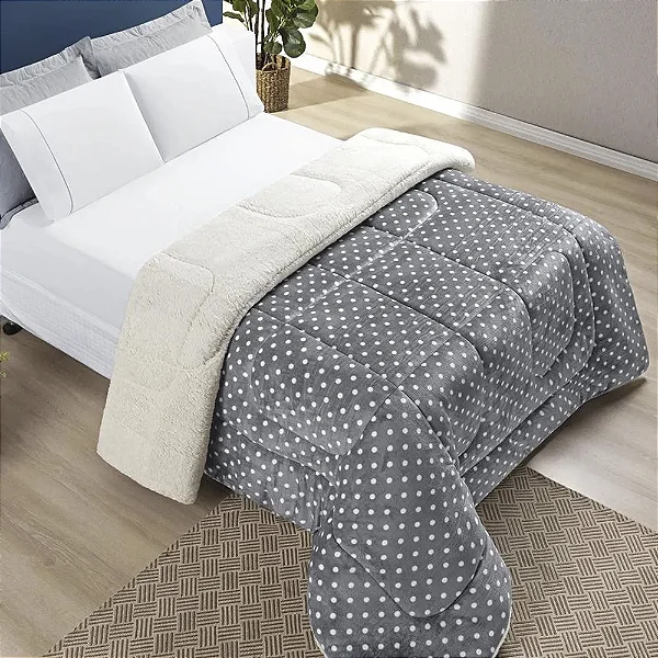 Kit Colcha Hedrons Petit Poa Queen 235X260 Cinza