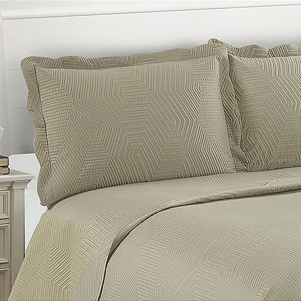 KIT COLCHA CAM JAZZ SOLTEIRO BEGE 2PÇS