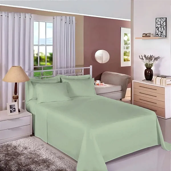 Jogo Cama Est Premium Linea Solteiro Liso Menta