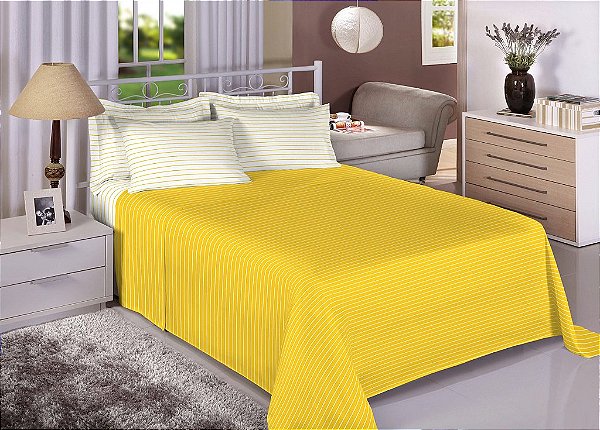 Jogo Cama Est Premium 150F King 7738-7 Amarelo 3Pçs