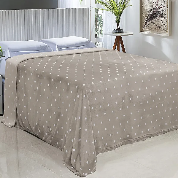 Cobertor Niazitex Toque de Seda Poá 180X220 Bege e Branco
