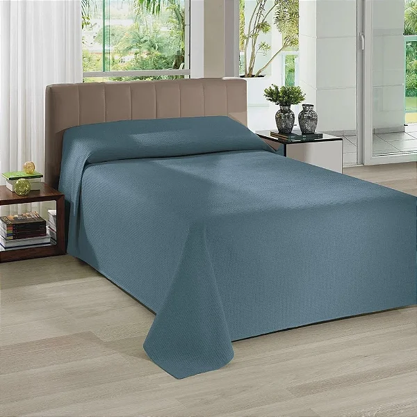 COLCHA DOL PIQUET QUEEN II LISO 240X250 AZUL