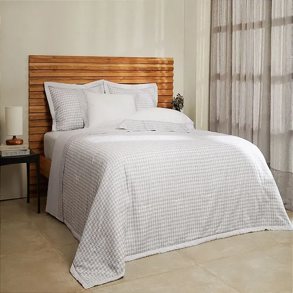 KIT COLCHA BUD B PERCALLE PIED POULE QUEEN 250/40 3 PÇS