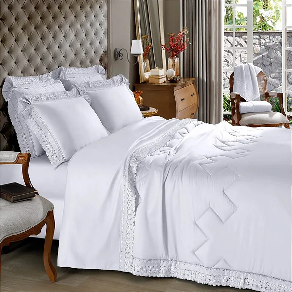 JG CAMA BOU CRISTAL 300F RENASCENCA QUEEN BRANCO
