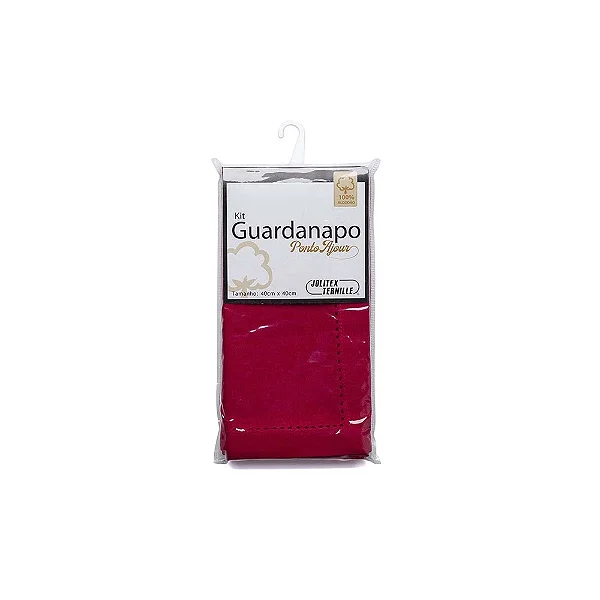 KIT GUARDANAPO KAR PONTO AJOUR 40X40 VERMELHO