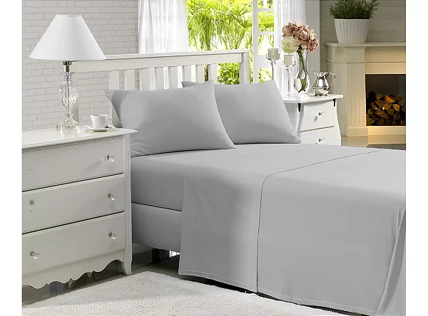LENÇOL COT PRATA 150F SOLTEIRO CINZA CLARO 9240 COM ELASTICO