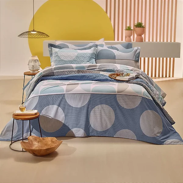 JG CAMA COT HOME DESIGN KING SPOT AZUL 4PÇS