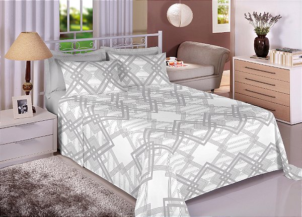 Jogo Cama Enc Premium Linea Solteiro 7525 Cinza
