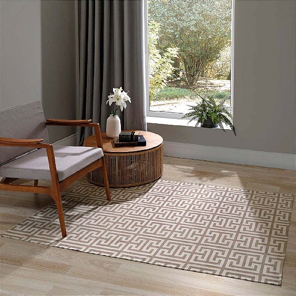 TAPETE BJA JACQUARD 100X130 GEOMETRICO MARROM
