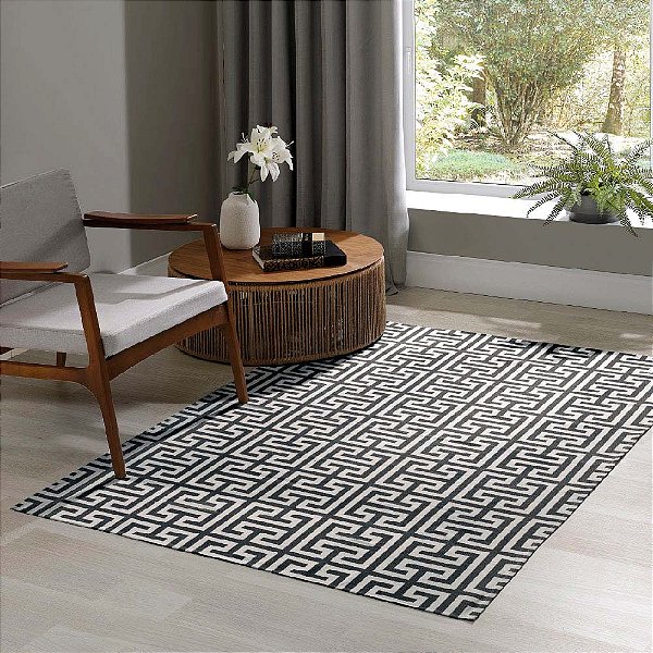 TAPETE BJA JACQUARD 100X130 OPTICAL PRETO