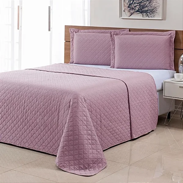 KIT COLCHA NIA ULTRASSONICA IBIZA 220X240 ROSE 3PÇS CASAL