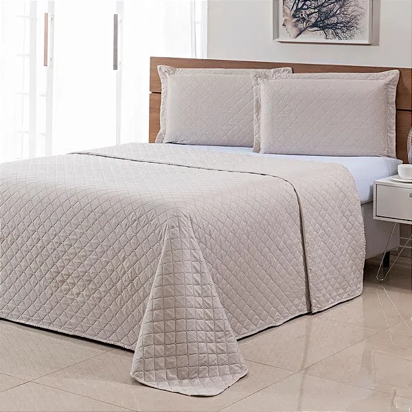 KIT COLCHA NIA ULTRASSONICA IBIZA 220X240 AREIA 3PÇS CASAL