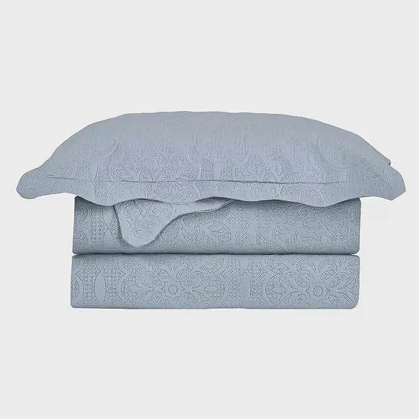 KIT COLCHA CAM MARROCOS 280X260 AZUL 3PÇS