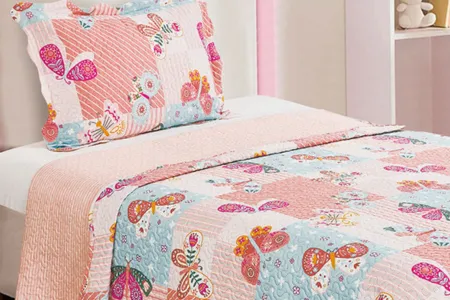 Kit Colcha Camesa Evol Infantil 160X230 Borboleta